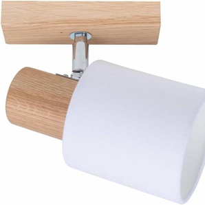 SPOT Light Deckenleuchte »TREEHOUSE«, 1 flammig, Leuchtmittel E27   ohne Leuchtmittel, Naturprodukt aus Eichenholz, Mit flexiblem Spotkopf, Schirm aus Stoff