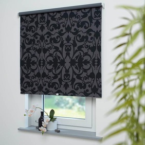 Springrollo LIEDECO Springrollo mit Dekor, lichtdurchlässig, Ornament, Liedeco Rollos Gr. 180 cm, 62 cm, grau (grau, schwarz) Springrollos Dekorrollo Hergestellt in Deutschland