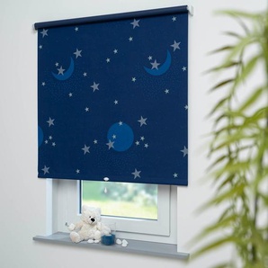 Springrollo LIEDECO Springrollo mit Dekor, lichtdurchlässig, Sternenhimmel, Liedeco Rollos Gr. 180 cm, 192 cm, blau (dunkelblau, grau) Springrollos Dekorrollo Hergestellt in Deutschland