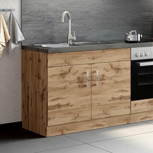 Spülenschrank Sorrento I 100 x 85 x 60cm Braun/Wotaneiche Dekor