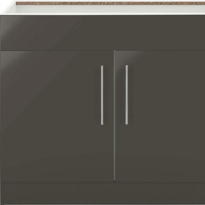 Spülenschrank WIHO KÜCHEN Cali Schränke Gr. B/H/T: 100 cm x 82 cm x 57 cm, 2 St., schwarz (front: anthrazit glanz, korpus: matt) Spülenschränke 100 cm breit, ohne Arbeitsplatte