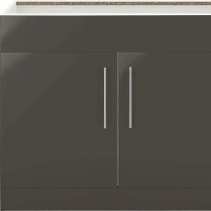 Spülenschrank WIHO KÜCHEN Cali Schränke Gr. B/H/T: 100 cm x 82 cm x 57 cm, 2 St., schwarz (front: anthrazit glanz, korpus: matt) Spülenschränke