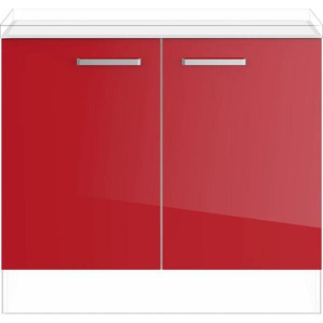 Spülenunterschrank IMPULS KÜCHEN Schränke Gr. B/H/T: 100 cm x 72,3 cm x 57,9 cm, Rot Hochglanz, 2 St., rot (rot hochglanz) Küchenunterschrank Unterschränke
