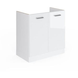 Spülenunterschrank R-Line, Weiß Hochglanz, 80 cm mit Türen, ohne Arbeitsplatte Vicco