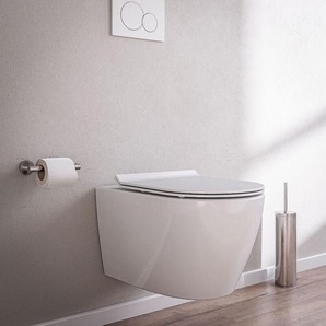Spülrandloses Wand-Hänge-WC Bernstein B-8030R Weiß glänzend Nano-Beschichtung Softclose-Sitz Superflach