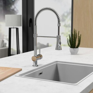 Spültischarmatur WELLTIME Toronto, grau (chromfarben), B:7,2cm H:56cm T:27,6cm, Armaturen, Hochdruck Küchenarmatur, Einhebelmischer Wasserhahn mit Spiralfeder