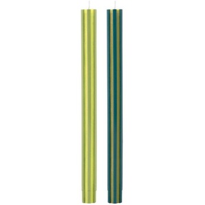 Stabkerzen Sets grün gestreift, Designer Remember, 26 cm