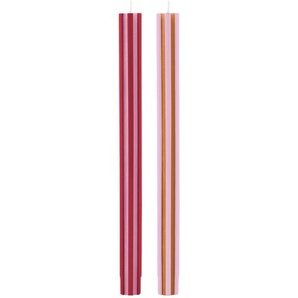 Stabkerzen Sets rosa gestreift, Designer Remember, 26 cm