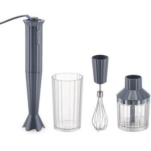 Stabmixer Plissé plastikmaterial grau / 500 W - Mit Becher mit Gradeinteilung, Fleischwolf und Rührbesen - Alessi - Grau