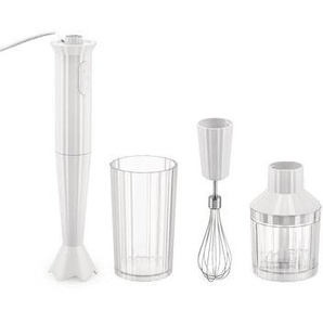 Stabmixer Plissé plastikmaterial weiß / 500 W - Mit Becher mit Gradeinteilung, Fleischwolf und Rührbesen - Alessi - Weiß