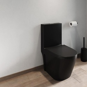 Stand-WC aus Keramik - Schwarz matt - Ablauf waagerecht - NAGILAM