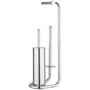 Stand WC Garnitur Chrom mit Ersatzrollenhalter | silber | Metall | 20 cm | 62,5 cm | cm 23,0 |