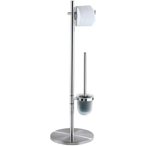 Wenko - Stand WC-Garnitur Pieno Edelstahl, rostfrei, Silber matt, Edelstahl rostfrei satiniert , Polypropylen satiniert - silber matt