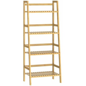Casaria - Standregal Badregal Bambus 4 Etagen 123x48x32cm Haushaltsregal Kellerregal Holzregal Keller Küche Bad