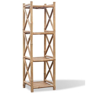 Standregal mit 4 Böden Quadratisch Bambus