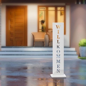 Standschild »Willkommen« - Weiß -