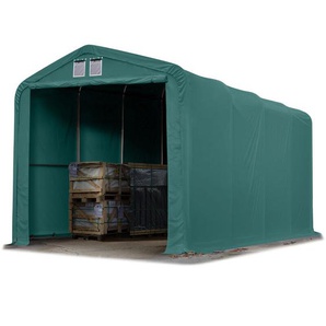 Standsicheres Lagerzelt 4 x 8 m Weidezelt pvc Plane 850 n dunkelgrün 100% Wasserdicht - Toolport