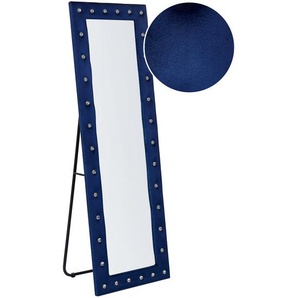 Standspiegel Marineblau Samt 50 x 150 cm Rechteckig mit Strasssteinen Samtrahmen Glamourös Ganzkörperspiegel für Wohnzimmer Schlafzimmer Flur
