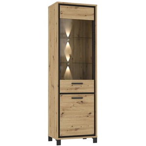 Standvitrine 64 x 209 x 42cm Braun