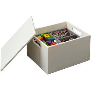 Stapelbare Aufbewahrungskiste aus leichtem Holz, Sorting Box mit Deckel, 40 x 34 x 24 cm, in soft weiß, von Tidy Books