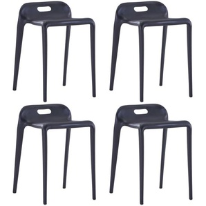 Stapelbare Hocker 4 Stk. Schwarz Kunststoff