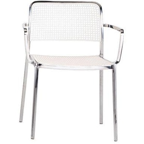 Stapelbarer Sessel Audrey plastikmaterial weiß Gestell Aluminium poliert - Kartell - Weiß