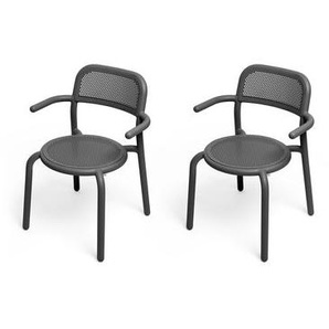 Stapelbarer Sessel Toní metall schwarz / 2er-Set - Perforiertes Aluminium - Fatboy - Schwarz