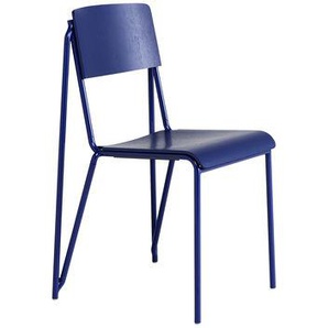 Stapelbarer Stuhl Petit standard holz blau / Stahl & Holz - Hay - Blau