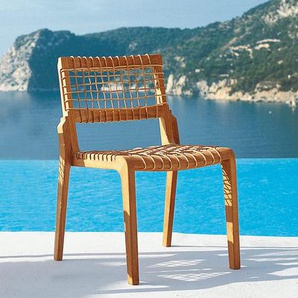 Stapelbarer Stuhl Synthesis beige holz natur / mit Kissen - Unopiu - Holz natur