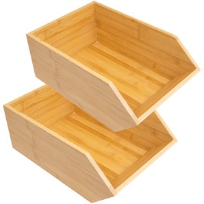 Stacking box made of sustainable bamboo - open storage box storage box - various sizes, in set