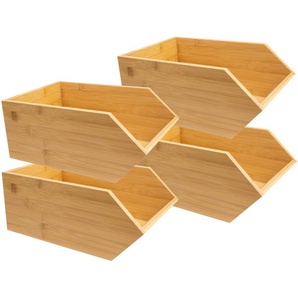 Stacking box made of sustainable bamboo - open storage box storage box - various sizes, in set