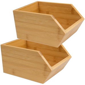 Stacking box made of sustainable bamboo - open storage box storage box - various sizes, in set