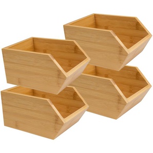 Stacking box made of sustainable bamboo - open storage box storage box - various sizes, in set
