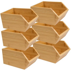 Stacking box made of sustainable bamboo - open storage box storage box - various sizes, in set