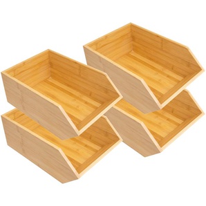 Stacking box made of sustainable bamboo - open storage box storage box - various sizes, in set