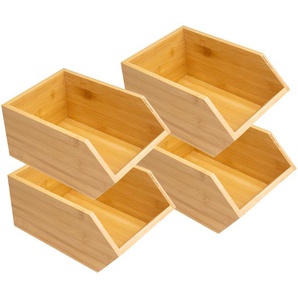 Stacking box made of sustainable bamboo - open storage box storage box - various sizes, in set