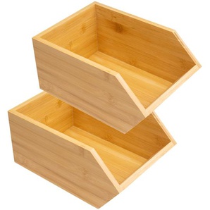 Stacking box made of sustainable bamboo - open storage box storage box - various sizes, in set
