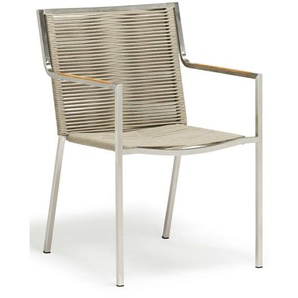 Stapelsessel Varuna Edelstahl/Kordel/Teak 56x58x85 cm Stapelstuhl - Inko