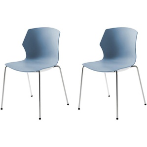 Stapelstuhl  2er Set - blau - Materialmix - 51 cm - 80,5 cm - 53 cm | Möbel Kraft