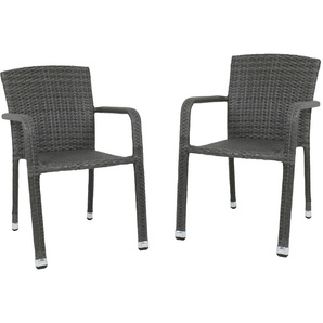 Stapelstuhl GARDEN PLEASURE GETAFE Stühle Gr. B/H/T: 57 cm x 83 cm x 61 cm, 2 St., Aluminium, grau (dunkelgrau, dunkelgrau) Stapelstühle
