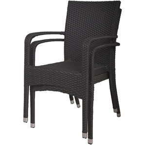 Stapelstuhl GARDEN PLEASURE LONDON Stühle Gr. B/H/T: 55 cm x 87 cm x 57 cm, 2 St., Aluminium, schwarz (schwarz, schwarz) Stapelstühle