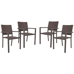 Stapelstuhl GARDEN PLEASURE MALAGA Stühle Gr. B/H/T: 55 cm x 88 cm x 57 cm, 4 St., Aluminium, braun (coffee, coffee) Stapelstühle
