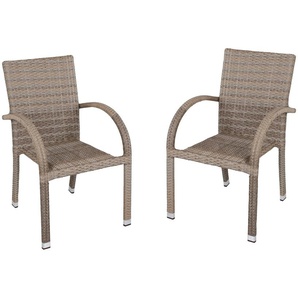 Stapelstuhl GARDEN PLEASURE MODESTO Stühle Gr. B/H/T: 57 cm x 90 cm x 64 cm, 2 St., Aluminium, beige (sand, sand) Stapelstühle