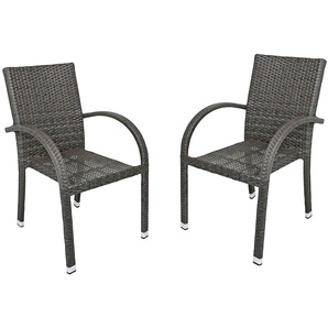 Stapelstuhl GARDEN PLEASURE MODESTO Stühle Gr. B/H/T: 57 cm x 90 cm x 64 cm, 2 St., Aluminium, grau (dunkelgrau, dunkelgrau) Stapelstühle