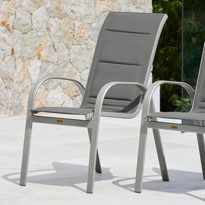 Stapelstuhl MERXX Amalfi Deluxe Stühle Gr. B/H/T: 55,5 cm x 104 cm x 66 cm, 2 St., Aluminium, grau Stapelstühle
