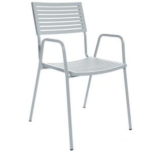 Stapelstuhl mit Armlehnen Lamello Schaffner AG alusilber, Designer Schaffner, 87x54x60 cm