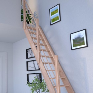 STARWOOD Raumspartreppe Buche 3000, Holz-Holz Design Geländer Links Treppen beige (natur) Treppen