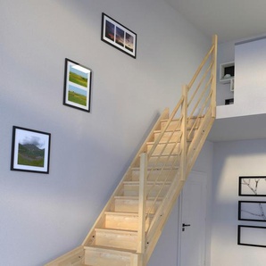 STARWOOD Raumspartreppe Massivholz Korfu, Holz-Holz Design Geländer Treppen Gr. gewendelt, beige (natur) Treppen
