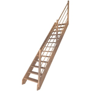 STARWOOD Raumspartreppe Massivholz Rhodos, Holz-Holz Design Geländer Rechts Treppen Gr. gerade, beige (natur) Treppen