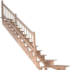 STARWOOD Systemtreppe Massivholz Lindos, Holz-Holz Design Geländer Treppen Gr. gewendelt, beige (natur) Treppen